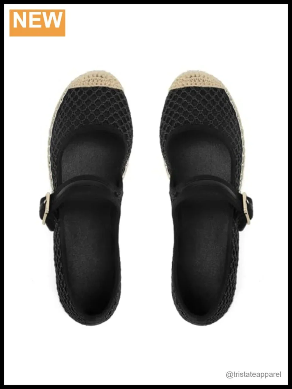 Women's Platform Mary Jane Espadrille Flats Mesh Woven Raffia Buckle Strap